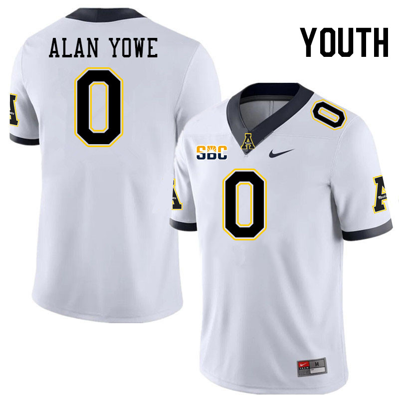 Youth #0 Trenton Alan Yowe Appalachian State Mountaineers College Football Jerseys Stitched-White